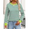 imageANRABESS Long Sleeve Shirts for Women Striped Crewneck Loose Fit Tunic Tops 2025 Fall Color Block TShirtGreen Stripes Combo