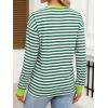 imageANRABESS Long Sleeve Shirts for Women Striped Crewneck Loose Fit Tunic Tops 2025 Fall Color Block TShirtGreen Stripes Combo