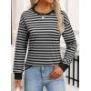 imageANRABESS Long Sleeve Shirts for Women Striped Crewneck Loose Fit Tunic Tops 2025 Fall Color Block TShirtGrey Stripes Combo
