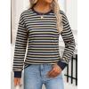 imageANRABESS Long Sleeve Shirts for Women Striped Crewneck Loose Fit Tunic Tops 2025 Fall Color Block TShirtKhaki Stripes Combo