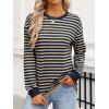 imageANRABESS Long Sleeve Shirts for Women Striped Crewneck Loose Fit Tunic Tops 2025 Fall Color Block TShirtKhaki Stripes Combo