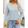 imageANRABESS Long Sleeve Shirts for Women Striped Crewneck Loose Fit Tunic Tops 2025 Fall Color Block TShirtLight Blue Stripes Combo
