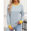 imageANRABESS Long Sleeve Shirts for Women Striped Crewneck Loose Fit Tunic Tops 2025 Fall Color Block TShirtLight Blue Stripes Combo