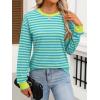 imageANRABESS Long Sleeve Shirts for Women Striped Crewneck Loose Fit Tunic Tops 2025 Fall Color Block TShirtLight Green Stripes Combo