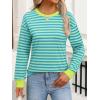 imageANRABESS Long Sleeve Shirts for Women Striped Crewneck Loose Fit Tunic Tops 2025 Fall Color Block TShirtLight Green Stripes Combo