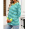 imageANRABESS Long Sleeve Shirts for Women Striped Crewneck Loose Fit Tunic Tops 2025 Fall Color Block TShirtLight Green Stripes Combo