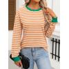imageANRABESS Long Sleeve Shirts for Women Striped Crewneck Loose Fit Tunic Tops 2025 Fall Color Block TShirtOrange Stripes Combo