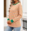imageANRABESS Long Sleeve Shirts for Women Striped Crewneck Loose Fit Tunic Tops 2025 Fall Color Block TShirtOrange Stripes Combo