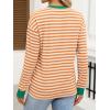 imageANRABESS Long Sleeve Shirts for Women Striped Crewneck Loose Fit Tunic Tops 2025 Fall Color Block TShirtOrange Stripes Combo