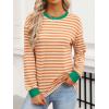 imageANRABESS Long Sleeve Shirts for Women Striped Crewneck Loose Fit Tunic Tops 2025 Fall Color Block TShirtOrange Stripes Combo