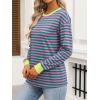 imageANRABESS Long Sleeve Shirts for Women Striped Crewneck Loose Fit Tunic Tops 2025 Fall Color Block TShirtPink Stripes Combo