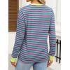 imageANRABESS Long Sleeve Shirts for Women Striped Crewneck Loose Fit Tunic Tops 2025 Fall Color Block TShirtPink Stripes Combo