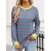 imageANRABESS Long Sleeve Shirts for Women Striped Crewneck Loose Fit Tunic Tops 2025 Fall Color Block TShirtPink Stripes Combo