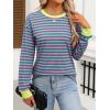 imageANRABESS Long Sleeve Shirts for Women Striped Crewneck Loose Fit Tunic Tops 2025 Fall Color Block TShirtPink Stripes Combo