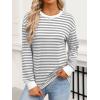 imageANRABESS Long Sleeve Shirts for Women Striped Crewneck Loose Fit Tunic Tops 2025 Fall Color Block TShirtWhite Stripes Combo