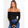 imageANRABESS Off Shoulder Tops for Women Mesh Long Sleeve Floral Lace Slim Fit Blouses Shirts 2025 Y2K Going Out Fall ClothesBlack
