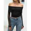 imageANRABESS Off Shoulder Tops for Women Mesh Long Sleeve Floral Lace Slim Fit Blouses Shirts 2025 Y2K Going Out Fall ClothesBlack Leaf