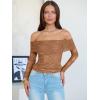 imageANRABESS Off Shoulder Tops for Women Mesh Long Sleeve Floral Lace Slim Fit Blouses Shirts 2025 Y2K Going Out Fall ClothesBrown Floral
