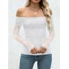 imageANRABESS Off Shoulder Tops for Women Mesh Long Sleeve Floral Lace Slim Fit Blouses Shirts 2025 Y2K Going Out Fall ClothesWhite Leaf