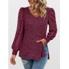 imageANRABESS Shirts for Women Lace Long Sleeve V Neck Tunic Tops Casual Loose Fit Blouses Lightweight Sweaters 2025 Fall ClothesBurgundy