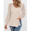 imageANRABESS Shirts for Women Lace Long Sleeve V Neck Tunic Tops Casual Loose Fit Blouses Lightweight Sweaters 2025 Fall ClothesLight Khaki