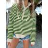 imageANRABESS Sweaters for Women Striped Half Zip Long Sleeve Ribbed Knit Pullover Comfy Casual Lightweight Tops 2025 Fall FashionStriped Apricot Green