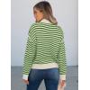 imageANRABESS Sweaters for Women Striped Half Zip Long Sleeve Ribbed Knit Pullover Comfy Casual Lightweight Tops 2025 Fall FashionStriped Apricot Green