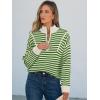 imageANRABESS Sweaters for Women Striped Half Zip Long Sleeve Ribbed Knit Pullover Comfy Casual Lightweight Tops 2025 Fall FashionStriped Apricot Green