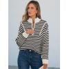 imageANRABESS Sweaters for Women Striped Half Zip Long Sleeve Ribbed Knit Pullover Comfy Casual Lightweight Tops 2025 Fall FashionStriped Black Beige