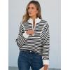 imageANRABESS Sweaters for Women Striped Half Zip Long Sleeve Ribbed Knit Pullover Comfy Casual Lightweight Tops 2025 Fall FashionStriped Black White