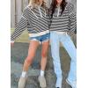 imageANRABESS Sweaters for Women Striped Half Zip Long Sleeve Ribbed Knit Pullover Comfy Casual Lightweight Tops 2025 Fall FashionStriped Black White