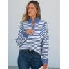 imageANRABESS Sweaters for Women Striped Half Zip Long Sleeve Ribbed Knit Pullover Comfy Casual Lightweight Tops 2025 Fall FashionStriped Blue White