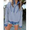 imageANRABESS Sweaters for Women Striped Half Zip Long Sleeve Ribbed Knit Pullover Comfy Casual Lightweight Tops 2025 Fall FashionStriped Blue White