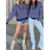 imageANRABESS Sweaters for Women Striped Half Zip Long Sleeve Ribbed Knit Pullover Comfy Casual Lightweight Tops 2025 Fall FashionStriped Navy Purple