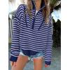 imageANRABESS Sweaters for Women Striped Half Zip Long Sleeve Ribbed Knit Pullover Comfy Casual Lightweight Tops 2025 Fall FashionStriped Navy Purple