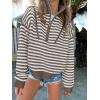 imageANRABESS Sweaters for Women Striped Half Zip Long Sleeve Ribbed Knit Pullover Comfy Casual Lightweight Tops 2025 Fall FashionStriped White Camel