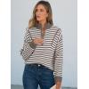 imageANRABESS Sweaters for Women Striped Half Zip Long Sleeve Ribbed Knit Pullover Comfy Casual Lightweight Tops 2025 Fall FashionStriped White Camel