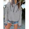 imageANRABESS Sweaters for Women Striped Half Zip Long Sleeve Ribbed Knit Pullover Comfy Casual Lightweight Tops 2025 Fall FashionStriped White Grey