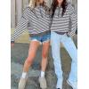 imageANRABESS Sweaters for Women Striped Half Zip Long Sleeve Ribbed Knit Pullover Comfy Casual Lightweight Tops 2025 Fall FashionStriped White Grey