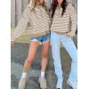 imageANRABESS Sweaters for Women Striped Half Zip Long Sleeve Ribbed Knit Pullover Comfy Casual Lightweight Tops 2025 Fall FashionStriped White Khaki