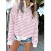 imageANRABESS Sweaters for Women Striped Half Zip Long Sleeve Ribbed Knit Pullover Comfy Casual Lightweight Tops 2025 Fall FashionStriped White Light Pink