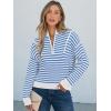imageANRABESS Sweaters for Women Striped Half Zip Long Sleeve Ribbed Knit Pullover Comfy Casual Lightweight Tops 2025 Fall FashionStriped White Sky Blue