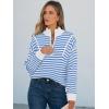 imageANRABESS Sweaters for Women Striped Half Zip Long Sleeve Ribbed Knit Pullover Comfy Casual Lightweight Tops 2025 Fall FashionStriped White Sky Blue