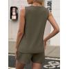 imageANRABESS Two Piece Sets for Women 2025 Summer Outfits Short Matching Lounge Set Casual V Neck Beach Vacation Travel ClothesArmy Green