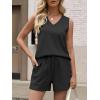imageANRABESS Two Piece Sets for Women 2025 Summer Outfits Short Matching Lounge Set Casual V Neck Beach Vacation Travel ClothesBlack