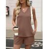 imageANRABESS Two Piece Sets for Women 2025 Summer Outfits Short Matching Lounge Set Casual V Neck Beach Vacation Travel ClothesBrown