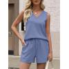 imageANRABESS Two Piece Sets for Women 2025 Summer Outfits Short Matching Lounge Set Casual V Neck Beach Vacation Travel ClothesDusty Blue