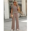 imageANRABESS Women 2 Piece Lounge Sets Crochet Knit Sweater Vest Wide Leg Pants Summer Casual Travel Matching Outfits ClothesLight Brown