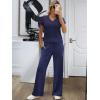 imageANRABESS Women 2 Piece Lounge Sets Crochet Knit Sweater Vest Wide Leg Pants Summer Casual Travel Matching Outfits ClothesNavy Blue