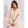 imageANRABESS Women 2 Piece Outfits Sweatsuit Oversized Half Zip Sweatshirt Jogger Sweatpants Tracksuit Lounge Set 2025 ClothesBeige